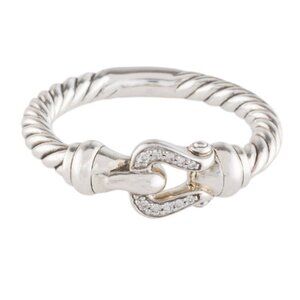 DAVID YURMAN DIAMOND STERLING SILVER 925 PETITE BUCKLE RING